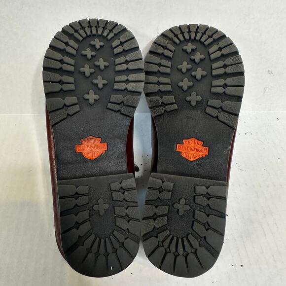 In Box Harley Davidson Size 7 Burgundy Leather Paulo Twin Zip Slide Flat Loafer - Picture 7 of 9